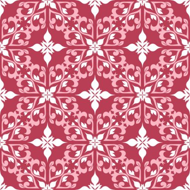 Kırmızı ve bej çiçek seamless modeli. Soluk kırmızı renkli bir arka plan duvar kağıtları ve tekstil
