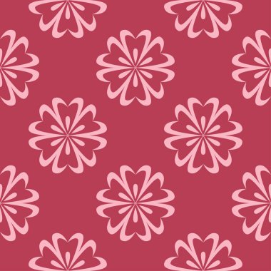 Kırmızı zemin üzerine çiçek süsleme. Tekstil ve duvar kağıtları için seamless modeli