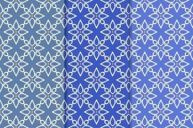 Çiçek süsler kümesi. Mavi dikey Dikişsiz desen. Duvar kağıdı arka plan