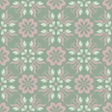 Zeytin yeşili çiçek Dikişsiz desen soluk pembe elemanları ile. Arka plan duvar kağıtları, Tekstil ve kumaş için çiçek tasarımları ile