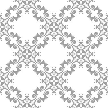 Beyaz arka plan üzerine açık gri çiçek süsleme. Tekstil ve duvar kağıtları için seamless modeli