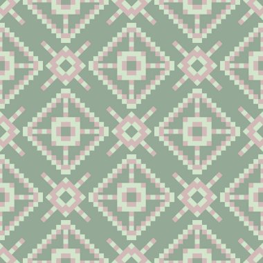 Geometrik seamless modeli. Zeytin yeşili arka plan duvar kağıtları, Tekstil ve kumaş için soluk pembe elemanları ile