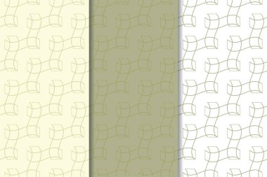 Zeytin yeşili ve beyaz geometrik süsler. Web, Tekstil ve duvar kağıtları için dikey Dikişsiz desen seti