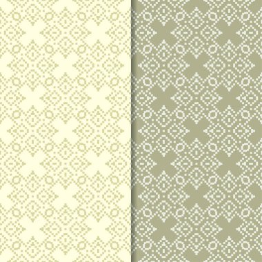 Zeytin yeşili çiçek arka planlar. Tekstil ve duvar kağıtları için dikişsiz desen seti