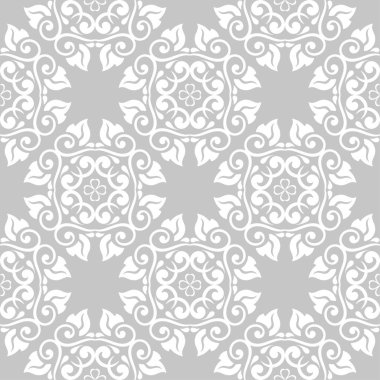 Gri ve beyaz çiçek süsleme. Tekstil ve duvar kağıtları için seamless modeli