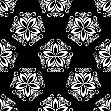 Çiçek arka plan siyah ve beyaz seamless modeli ile. Duvar kağıtları ve tekstil tasarım