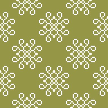 Beyaz çiçek zeytin yeşil zemin üzerine. Tekstil ve duvar kağıtları için seamless modeli