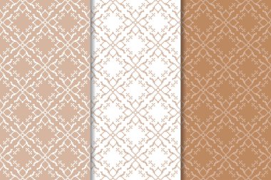 Kahverengi çiçek süsler. Tekstil ve duvar kağıtları için dikey Dikişsiz desen seti