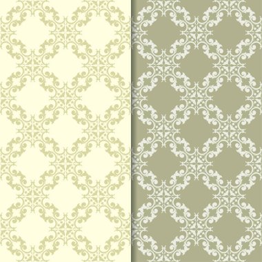 Zeytin yeşili çiçek arka planlar. Tekstil ve duvar kağıtları için dikişsiz desen seti