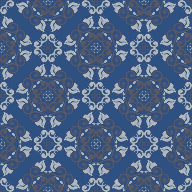 Mavi çiçek sorunsuz arka plan. Tasarım deseni duvar kağıtları, Tekstil ve kumaş çiçek öğeleri