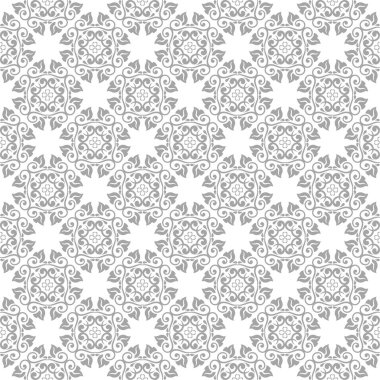 Işık gri ve beyaz çiçek süsleme. Tekstil ve duvar kağıtları için seamless modeli