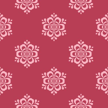 Kırmızı çiçek süsleme. Tekstil ve duvar kağıtları için seamless modeli