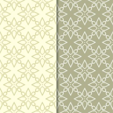 Zeytin yeşili çiçek arka planlar. Tekstil ve duvar kağıtları için dikişsiz desen seti