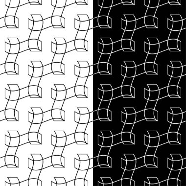 Siyah ve beyaz geometrik süsler. Web, Tekstil ve duvar kağıtları için dikişsiz desen seti