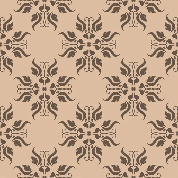 Bej renkli arka plan üzerinde koyu kahverengi çiçek süsleme. Tekstil ve duvar kağıtları için seamless modeli