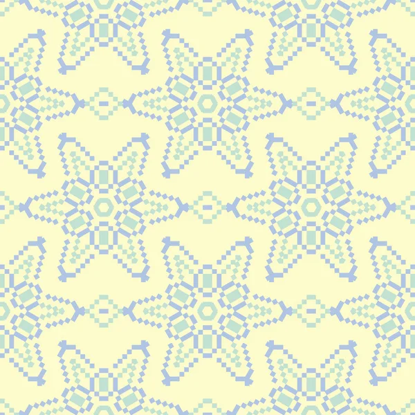 米色色花无缝图案 背景以淡蓝色和绿色花元素为墙纸 纺织品和织品 — 图库矢量图片
