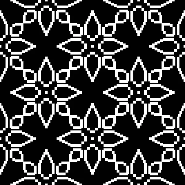 Білий Квітковий Орнамент Чорному Тлі Безшовний Візерунок Текстилю Шпалер — стоковий вектор