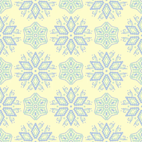 Floral Seamless Pattern Beige Background Light Blue Green Flower Elements — Stock Vector