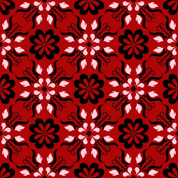 Roter Nahtloser Hintergrund Mit Schwarz Weißen Designelementen Muster Für Tapeten — Stockvektor