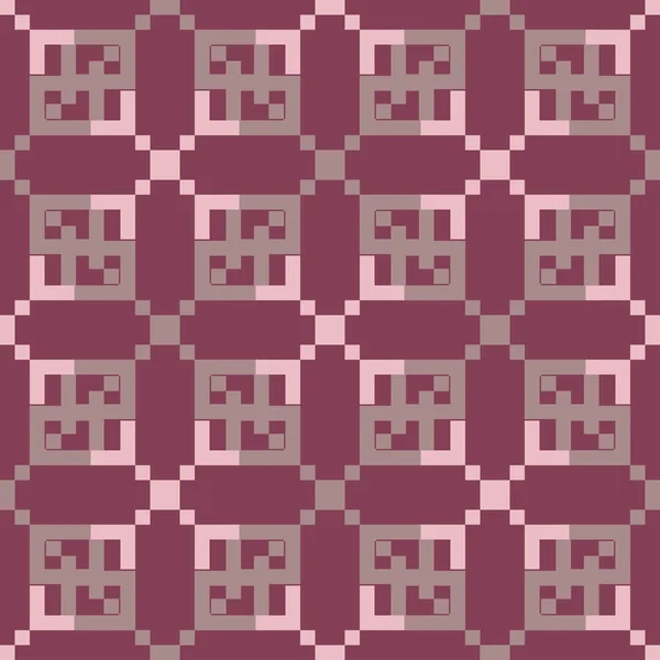 幾何学的な要素を持つシームレス パターン ファブリック 繊維の濃い赤の背景 — ストックベクタ