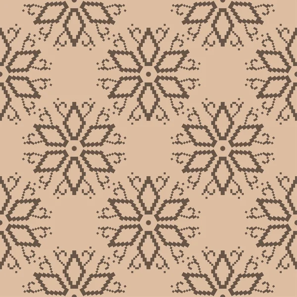 Adorno Floral Marrón Sobre Fondo Beige Patrón Sin Costuras Para — Vector de stock