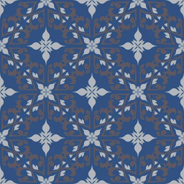 无缝的背景 纺织品和织物的蓝色和灰色花卉图案 — 图库矢量图片