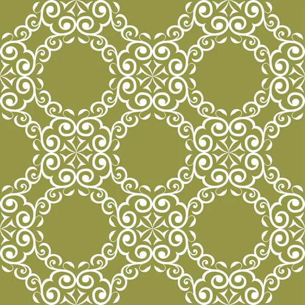 Zeytin yeşil zemin üzerine beyaz çiçek tasarım. Tekstil ve duvar kağıtları için seamless modeli