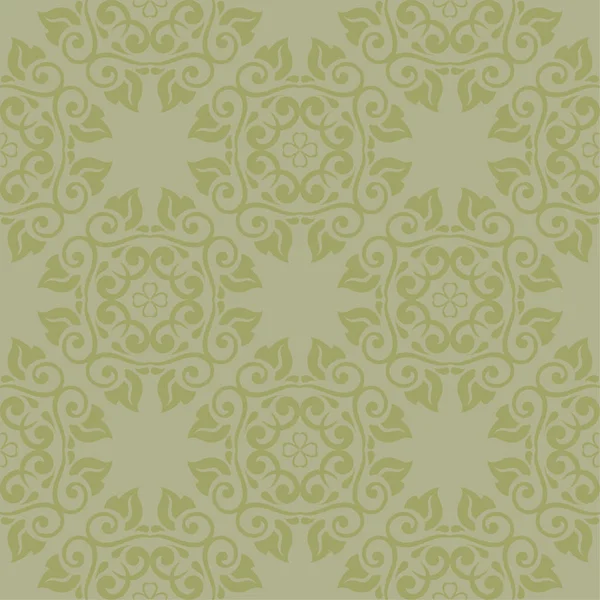 Adorno Floral Verde Oliva Gris Patrón Sin Costuras Para Textiles — Archivo Imágenes Vectoriales