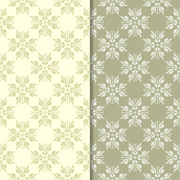 Zeytin yeşili çiçek süs arka planlar. Tekstil ve duvar kağıtları için dikişsiz desen seti