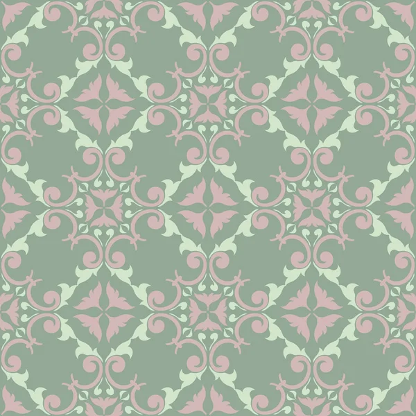 Patrón Floral Inconsútil Verde Oliva Con Elementos Rosa Pálido Fondo — Vector de stock