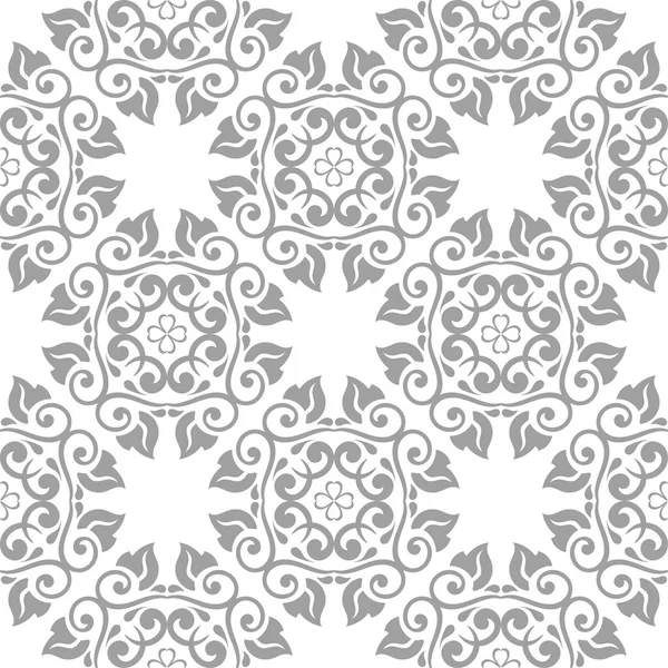 Weißer Und Grauer Blumenschmuck Nahtloses Muster Für Textilien Und Tapeten — Stockvektor
