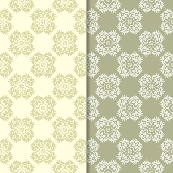 Fonds Floraux Vert Olive Beige Ensemble Motifs Sans Couture Pour — Image vectorielle