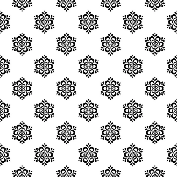 Siyah beyaz tek renkli çiçek süsleme. Tekstil ve duvar kağıtları için seamless modeli