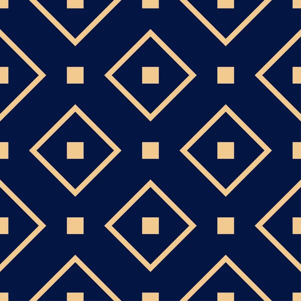 ゴールデン ブルー幾何学的装飾 Web テキスタイルや壁紙のためのシームレスなパターン — ストックベクタ