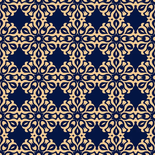 Fondo Floral Con Patrón Inconsútil Azul Dorado Diseño Para Fondos — Archivo Imágenes Vectoriales