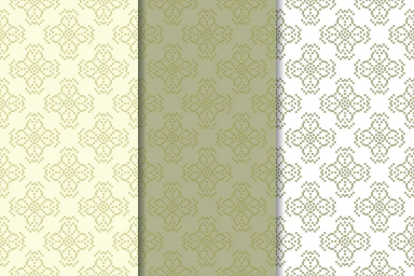 Zeytin yeşili çiçek arka planlar. Tekstil ve duvar kağıtları için dikişsiz desen seti