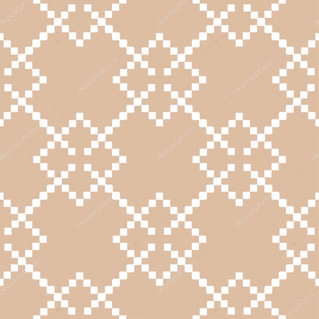 Beige and white geometric print. Seamless pattern for web, textile and wallpapers