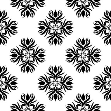 Çiçek arka plan siyah ve beyaz seamless modeli ile. Duvar kağıtları ve tekstil tasarım