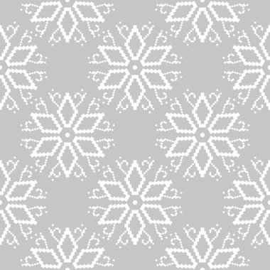 Gri arka plan üzerinde beyaz çiçek süsleme. Tekstil ve duvar kağıtları için seamless modeli