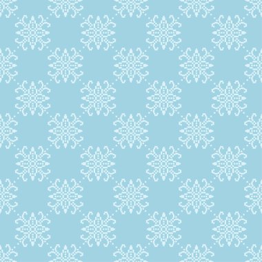 Mavi zemin üzerine beyaz çiçek süsleme. Tekstil ve duvar kağıtları için seamless modeli