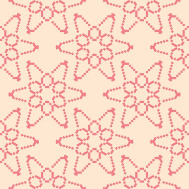 Kırmızı ve bej çiçekli süs. Tekstil ve duvar kağıtları için seamless modeli