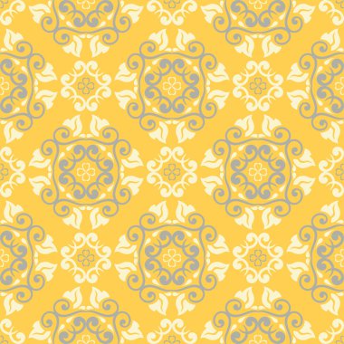 Sorunsuz çiçek desenli. Parlak sarı arka plan duvar kağıtları, Tekstil ve kumaş için çiçek tasarımları ile