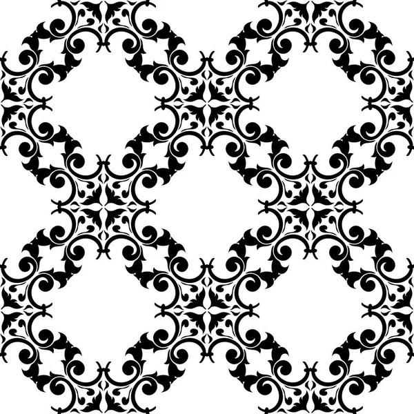 Black Floral Ornament White Background Seamless Pattern Textile Wallpapers — Stock Vector