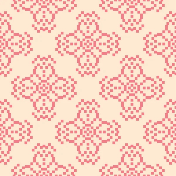 Bej Renkli Arka Plan Üzerinde Kırmızı Çiçekli Süs Tekstil Duvar — Stok Vektör