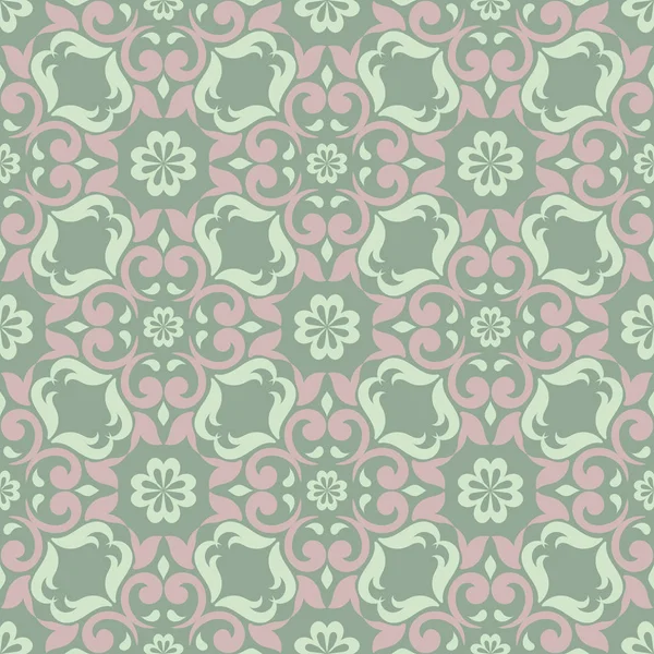 緑花の背景 花の壁紙 織物および生地のためのデザインとのシームレスなパターン — ストックベクタ