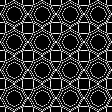 Siyah ve beyaz geometrik süsleme. Web, Tekstil ve duvar kağıtları için seamless modeli