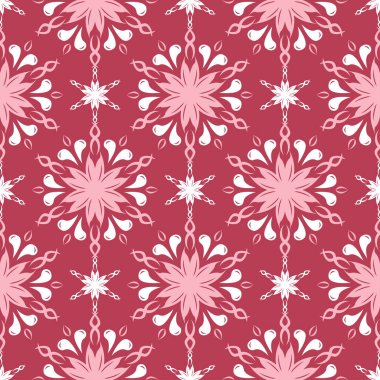 Kırmızı ve bej çiçek seamless modeli. Soluk kırmızı renkli bir arka plan duvar kağıtları ve tekstil