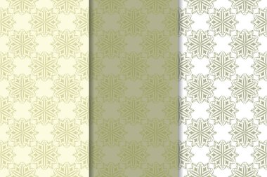 Zeytin yeşili çiçek arka planlar. Tekstil ve duvar kağıtları için dikişsiz desen seti