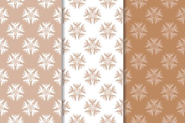 Kahverengi çiçek süsler. Tekstil ve duvar kağıtları için dikey Dikişsiz desen seti