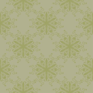 Zeytin yeşili ve gri çiçek süsleme. Tekstil ve duvar kağıtları için seamless modeli